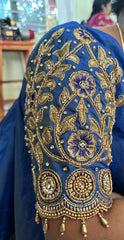 NR1296B -Blue Colour Computer Maggam Work Blouse