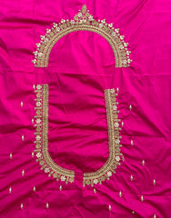 NR1050P-  Pink Colour Computer Maggam Work Blouse ( Boat Neck Design Back Open)