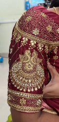 NR851DM - Dark Maroon Colour Computer Maggam Work Blouse