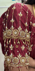 NR1149DM -Dark Maroon Colour Computer Maggam Work Blouse