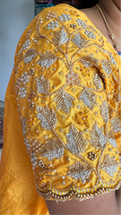 NR1298Y - Yellow Computer Maggam Work Blouse