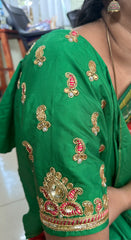 NR889G - Green Colour Computer Maggam Work Blouse