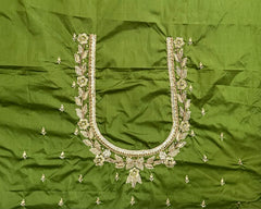 NR1320MG- Mahendi Green Colour Computer Maggam Work Blouse