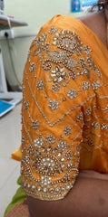 NR859Y - Yellow Colour Computer Maggam Work Blouse