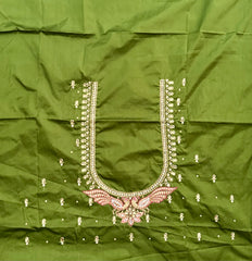 NR995MG -Mahendi  Green Colour Computer Maggam Work Blouse
