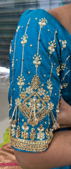 NR1050RG- Rama Green Colour Computer Maggam Work Blouse