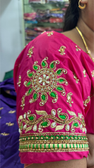 NR885TP - Tomato Pink Colour Computer Maggam Work Blouse
