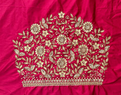 NR1249TP- Tomato Pink Colour Computer Maggam Work Blouse
