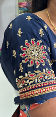 NR885NB - Navy Blue Colour Computer Maggam Work Blouse