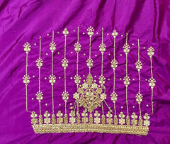 NR1050MP- Magenta Pink Colour Computer Maggam Work Blouse ( Boat Neck Design Back Open)