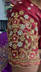 NR897M -Maroon Colour Computer Maggam Work Blouse