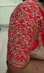 NR1300MR -Mirchi Red Colour Computer Maggam Work Blouse