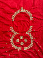 NR1129R -Red Colour Computer Maggam Work Blouse ( POT Neck)