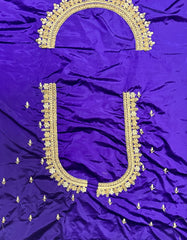 NR1050V- Violet Colour Computer Maggam Work Blouse ( Boat Neck Design Back Open)