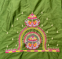 NR482MG -Mahendi Green Colour Computer Multi Work Blouse