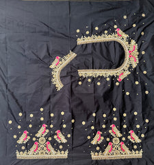NR1059BL- Black Colour Computer Maggam Work Blouse