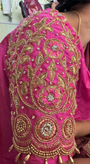 NR1296P -Pink Colour Computer Maggam Work Blouse
