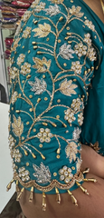 NR1299RG -Rama Green Colour Computer Maggam Work Blouse