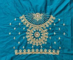 NR1129RG -Rama Green Colour Computer Maggam Work Blouse ( POT Neck)