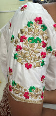 NR484OW - Off White Colour Computer Multi Colour Work Blouse
