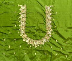 NR1149MG -Mahendi Green Colour Computer Maggam Work Blouse