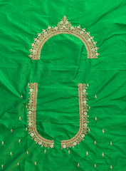 NR1050PG- Parrot Green Colour Computer Maggam Work Blouse