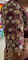NR1299DM -Dark Maroon Colour Computer Maggam Work Blouse