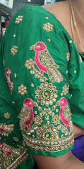 NR1059G- Green Colour Computer Maggam Work Blouse