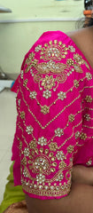 NR859P -Pink Colour Computer Maggam Work Blouse