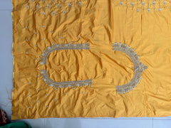 NR1050Y- Yellow Colour Computer Maggam Work Blouse ( Boat Neck Design Back Open)