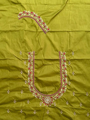 NR885MD - Mahendi Colour Computer Maggam Work Blouse