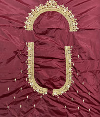 NR1050DM- Dark Maroon Colour Computer Maggam Work Blouse ( Boat Neck Design Back Open)
