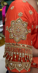 NR951OR -Orange Colour Computer Maggam Work Blouse