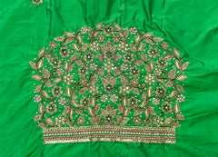 NR1320PG - Parrot Green Colour Computer Maggam Work Blouse