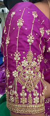 NR1050MP-  Magenta Pink Colour Computer Maggam Work Blouse ( Boat Neck Design Back Open)