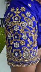 NR897IB -Ink Blue Colour Computer Maggam Work Blouse