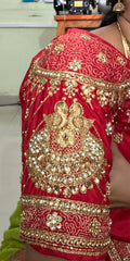 NR851R - Red Colour Computer Maggam Work Blouse