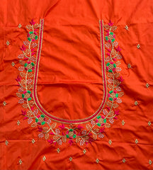NR495OR- Orange Colour Computer Multi Work Blouse