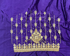NR1050V- Violet Colour Computer Maggam Work Blouse ( Boat Neck Design Back Open)