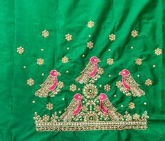 NR1059G- Green Colour Computer Maggam Work Blouse