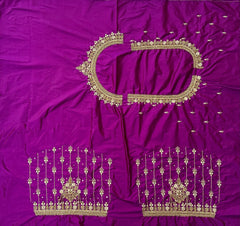 NR1050MP-  Magenta Pink Colour Computer Maggam Work Blouse ( Boat Neck Design Back Open)