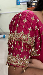NR1149TP - Tomato Pink Colour Computer Maggam Work Blouse