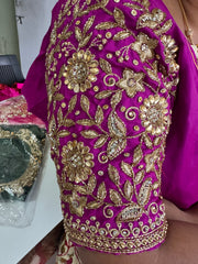 NR1249MP- Magenta Pink Colour Computer Maggam Work Blouse