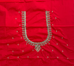NR889MR - Mirchi Red Colour Computer Maggam Work Blouse