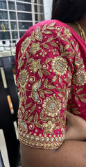 NR1249TP- Tomato Pink Colour Computer Maggam Work Blouse