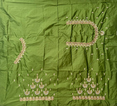 NR849MG- Mahendi  Green Colour Computer Maggam Work Blouse