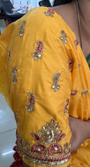 NR889Y - Yellow  Colour Computer Maggam Work Blouse