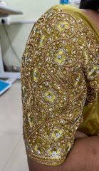 NR1300MD -Mahendi Colour Computer Maggam Work Blouse