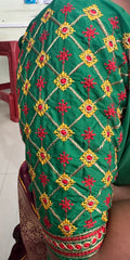 NR499G- Green Colour Computer Multi Work Blouse