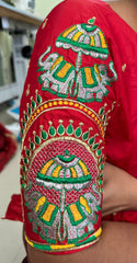 NR482R - Red Colour Computer Multi Work Blouse